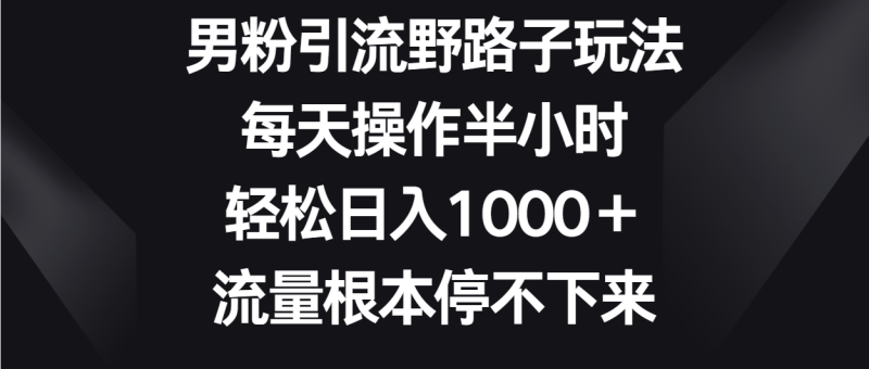 男粉引流野路子玩法，每天操作半小时轻松日入1000＋，流量根本停不下来-副业网