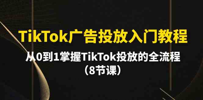 TikTok广告投放入门教程，从0到1掌握TikTok投放的全流程（8节课）-副业库