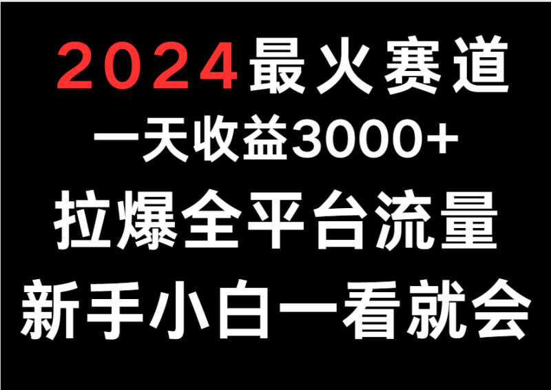2024最火赛道，一天收一3000+.拉爆全平台流量，新手小白一看就会-副业网