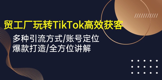 外贸工厂玩转TikTok高效获客，多种引流方式/账号定位/爆款打造/全方位讲解-副业库