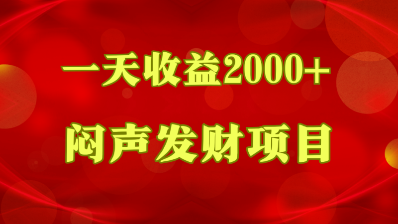 闷声发财，一天收益2000+，到底什么是赚钱，看完你就知道了-副业网