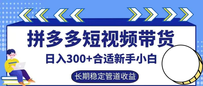 拼多多短视频带货日入300+，实操账户展示看就能学会-副业网
