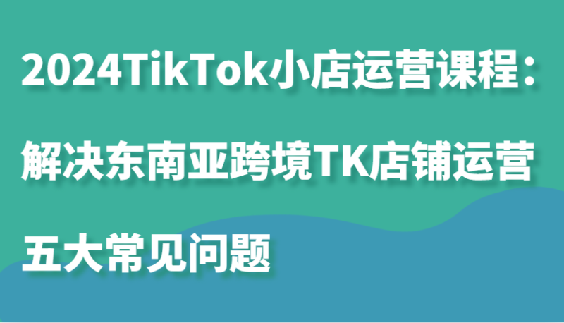 2024TikTok小店运营课程：解决东南亚跨境TK店铺运营五大常见问题-副业网