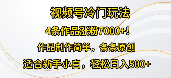 4条作品涨粉7000+，视频号冷门玩法，作品制作简单，条条原创-副业网