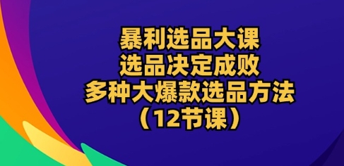 暴利选品大课：选品决定成败，教你多种大爆款选品方法(12节课)-副业库