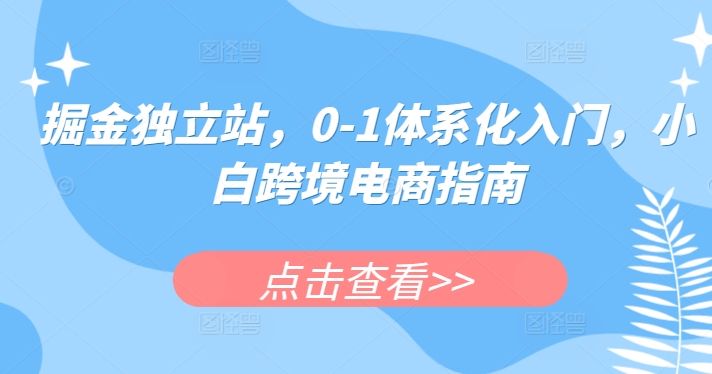 掘金独立站，0-1体系化入门，小白跨境电商指南-副业网