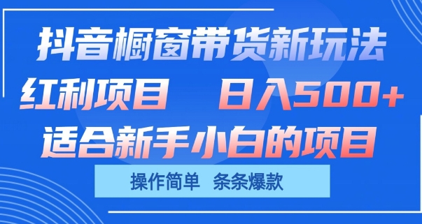 抖音橱窗带货新玩法，单日收益几张，操作简单，条条爆款【揭秘】-副业库