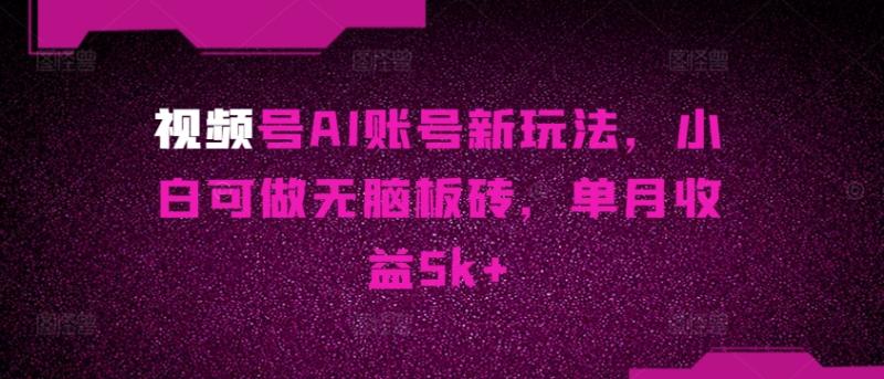 视频号AI账号新玩法，小白可做无脑板砖，单月收益5k+-副业库
