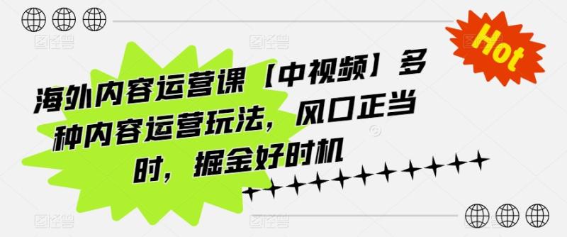 海外内容运营课【中视频】多种内容运营玩法，风口正当时，掘金好时机-副业网