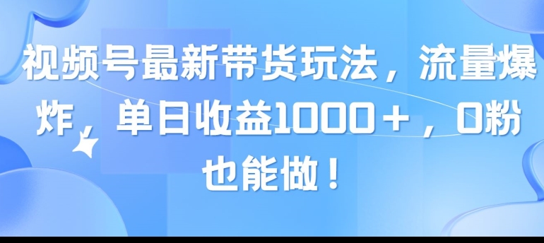 视频号最新带货玩法，流量爆炸，单天就有收益，0粉也能做-副业网