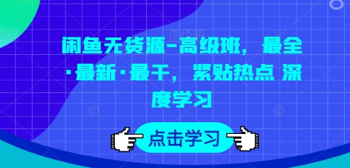 闲鱼无货源-高级班，最全·最新·最干，紧贴热点 深度学习-副业网