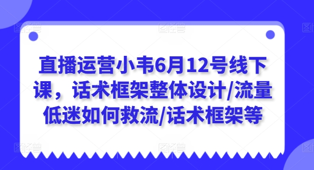 直播运营小韦6月12号线下课，话术框架整体设计/流量低迷如何救流/话术框架等-副业网