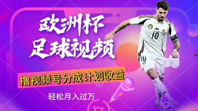 利用欧洲杯足球视频，撸分成计划收益，每天只需一个小时，保底月入过w，新手小白轻松上手-副业网