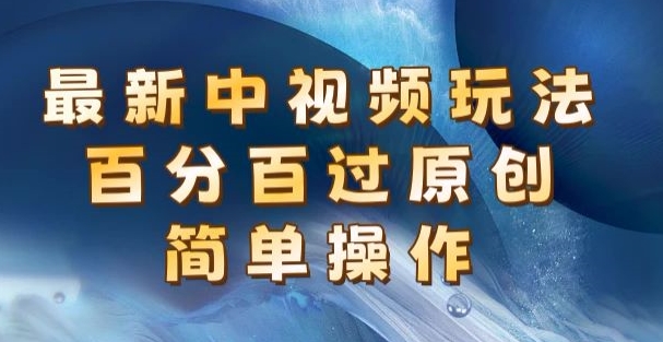 最新中视频玩法，百分百过原创，简单操作，新手也能操作-副业网