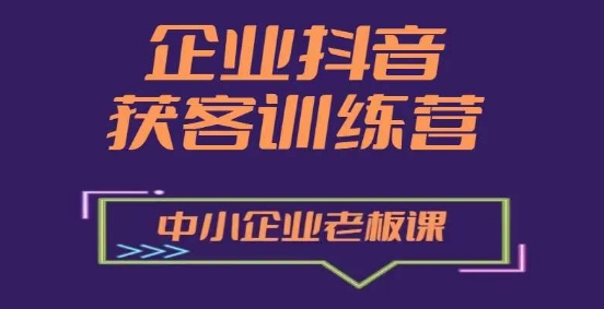 企业抖音营销获客增长训练营，中小企业老板必修课-副业网