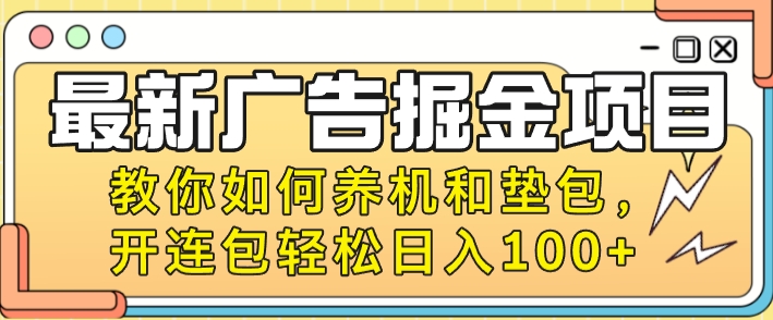 最新广告掘金项目，教你如何养机和垫包，开连包轻松日入100+-副业网