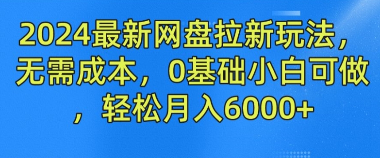 2024最新网盘拉新玩法，无需成本，0基础小白可做，轻松月入6000+-副业网