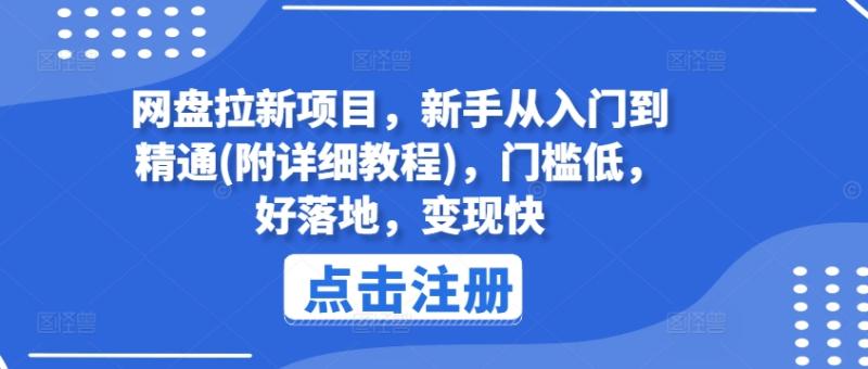 网盘拉新项目，新手从入门到精通(附详细教程)，门槛低，好落地，变现快-副业网