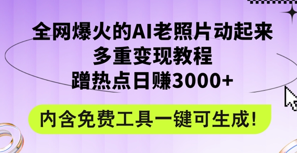 2024年最新赛道AI老照片项目，容易上热门，可全平台操作，操作简单，日入1k-副业网