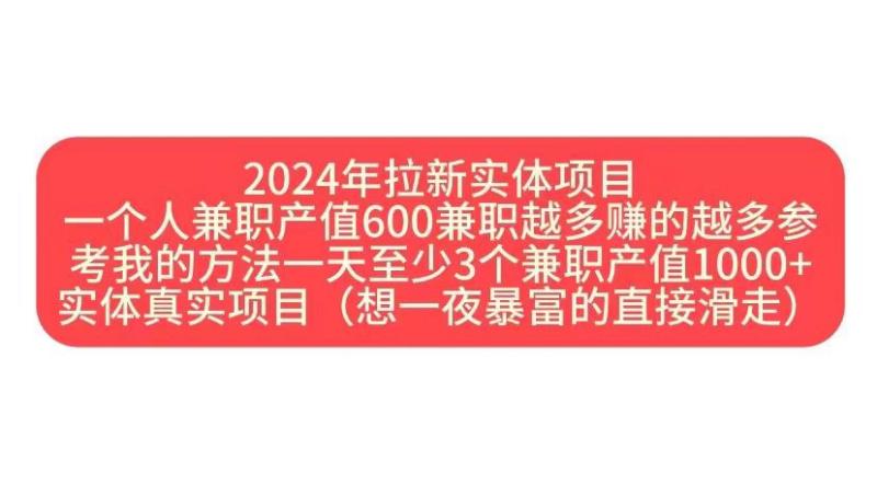 2024年拉新实体项目，一个人兼职产值600兼职越多赚的越多-副业网