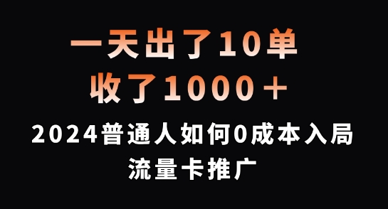 一天出了10单，收了1000+，2024普通人如何0成本入局流量卡推广【揭秘】-副业网