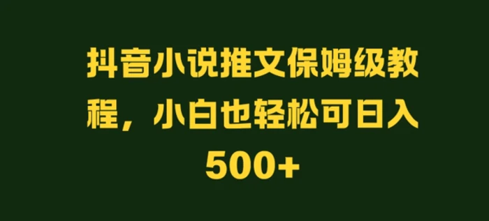 抖音小说推文保姆级教程，小白也轻松可日入500+-副业网