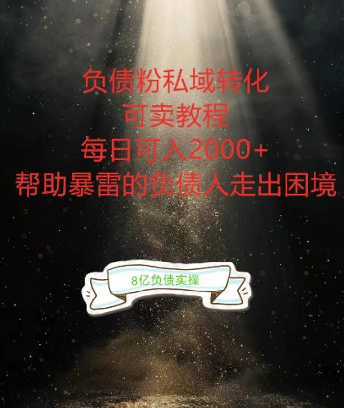 负债粉掘金计划，帮助负债者解决问题，债务规划，债务重组，最好的变现方式-副业网