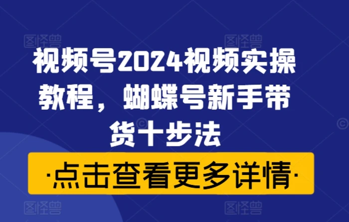 视频号2024视频实操教程，蝴蝶号新手带货十步法-副业网