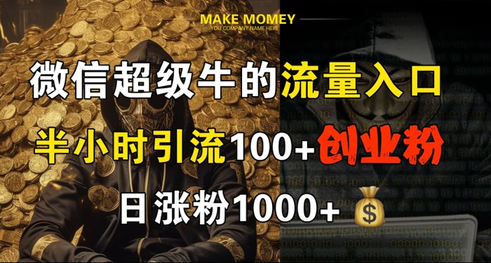 微信超级牛的流量入口，半小时引流100+创业粉，日涨粉1000+-副业库
