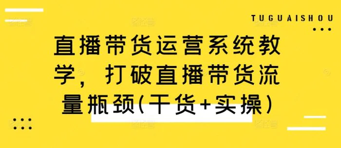直播带货运营系统教学，打破直播带货流量瓶颈(干货+实操)-副业网