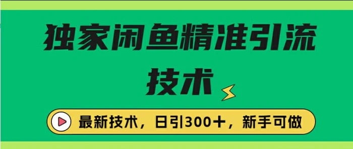 闭鱼精准引流，日引300+创业粉保姆级教程，新手可做-副业库