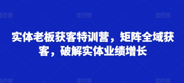 实体老板获客特训营，矩阵全域获客，破解实体业绩增长-副业网