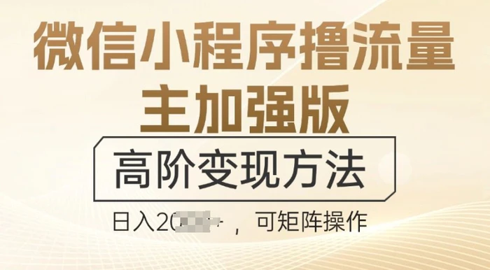 微信小程序撸流量主加强版，高阶变现方法，日收益多张-副业库
