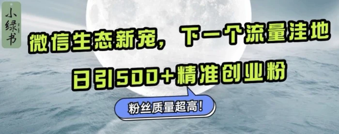 微信生态新宠小绿书：下一个流量洼地，日引500+精准创业粉，粉丝质量超高-副业库