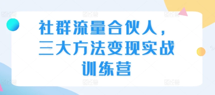社群流量合伙人，三大方法变现实战训练营-副业网
