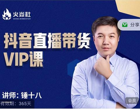 锤十八-抖音直播带货VIP课，专注直播带货有效盈利模式-副业库
