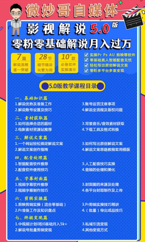 图片[2]-微妙哥影视解说5.0版视频课程，零粉丝零基础解说，小白也能月入过万-副业网