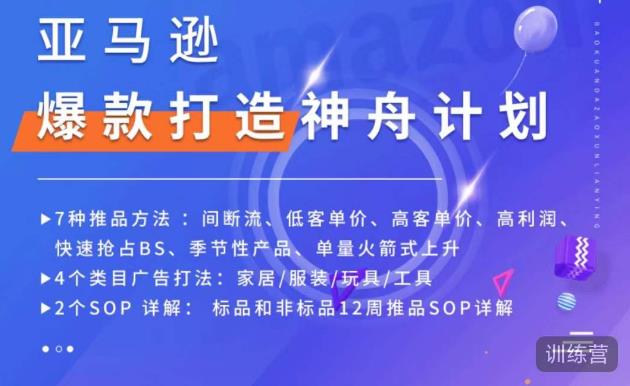 亚马逊爆款打造神舟计划，​7种推品方法，4个类目广告打法，2个SOP详解-副业网