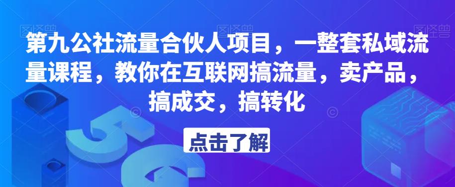 第九公社流量合伙人项目，一整套私域流量课程，教你在互联网搞流量，卖产品，搞成交，搞转化-副业网