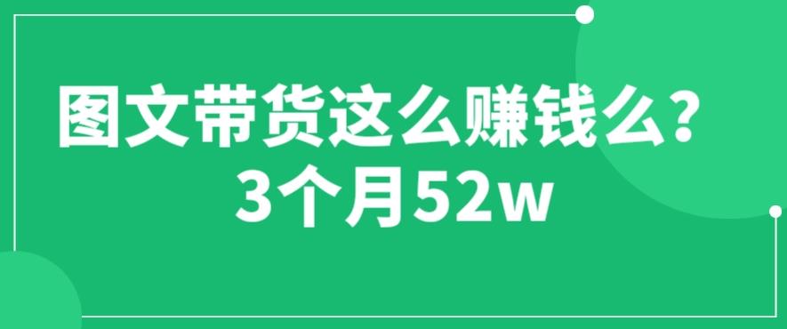 图文带货这么赚钱么? 3个月52W 图文带货运营加强课【揭秘】-副业网