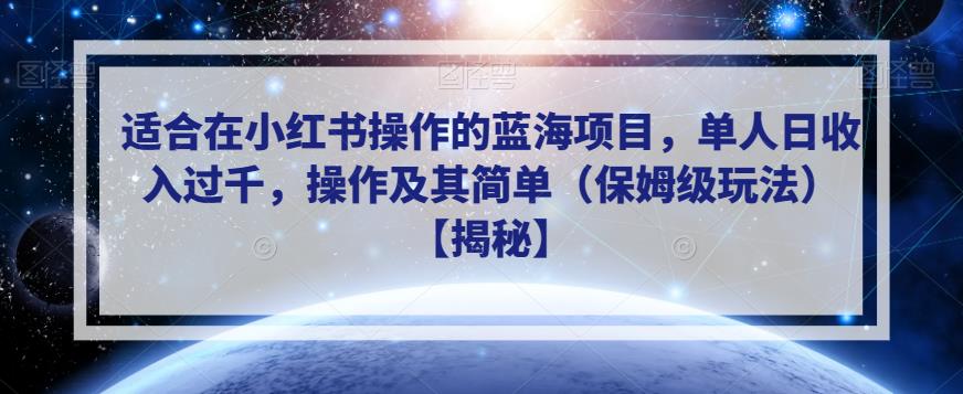适合在小红书操作的蓝海项目，单人日收入过千，操作及其简单（保姆级玩法）【揭秘】-副业网