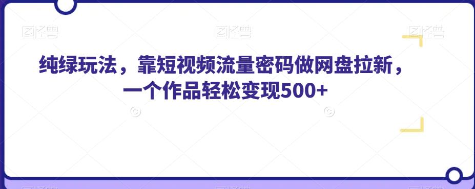 纯绿玩法，靠短视频流量密码做网盘拉新，一个作品轻松变现500+【揭秘】-副业网