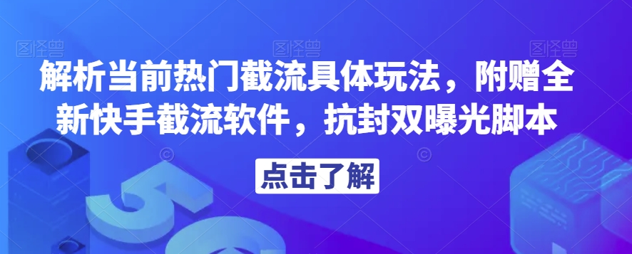 解析当前热门截流具体玩法，附赠全新快手截流软件，抗封双曝光脚本【揭秘】-副业网