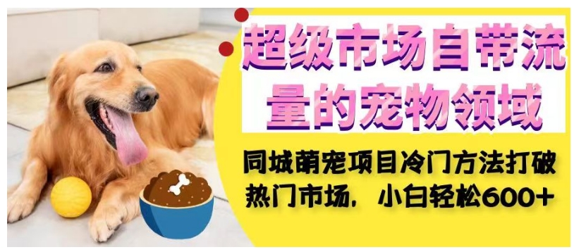 超级市场自带流量的宠物领域，同城萌宠项目冷门方法打破热门市场，小白轻松600+-副业网