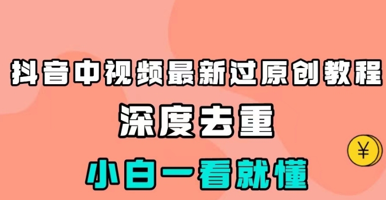 抖音中视频最新过原创教程，深度去重，小白一看就懂【揭秘】-副业库