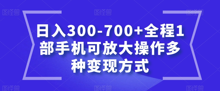 日入300-700+全程1部手机可放大操作多种变现方式【揭秘】-副业库