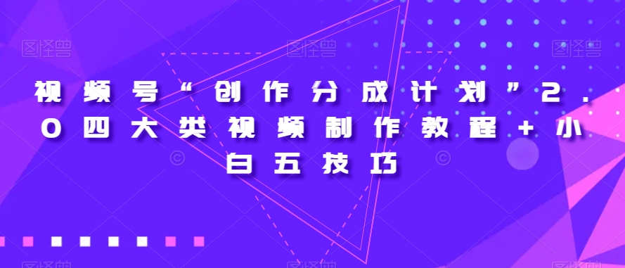 视频号“创作分成计划”2.0四大类视频制作教程+小白五技巧【揭秘】-副业网