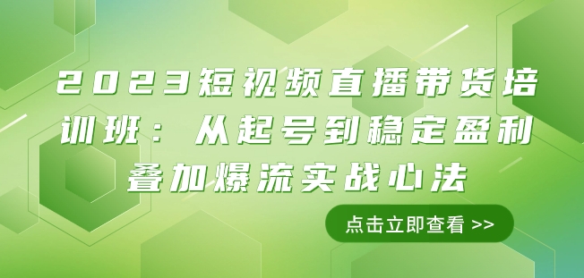 2023短视频直播带货培训班：从起号到稳定盈利叠加爆流实战心法（11节课）-副业网