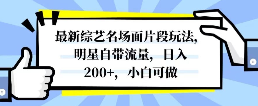 最新综艺名场面片段玩法，明星自带流量，日入200+，小白可做【揭秘】-副业网
