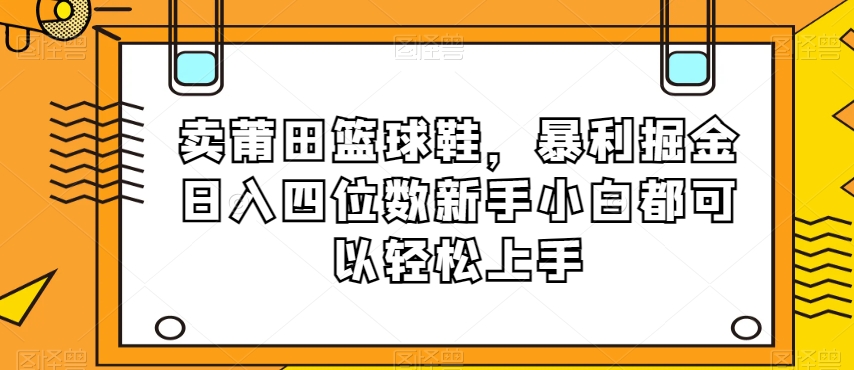 卖莆田篮球鞋，暴利掘金日入四位数新手小白都可以轻松上手【揭秘】-副业网